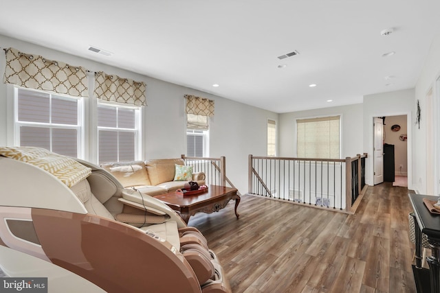 living room featuring wood-type flooring