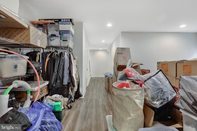 spacious closet with light hardwood / wood-style flooring