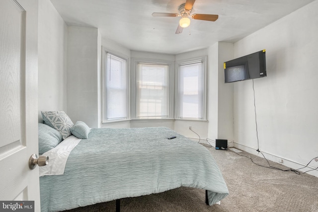 bedroom with carpet flooring and ceiling fan