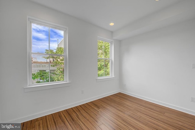 spare room with hardwood / wood-style flooring