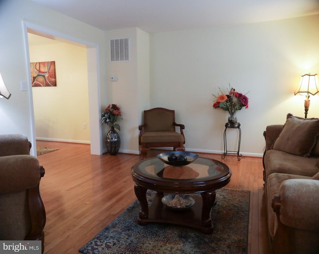 living room with wood-type flooring