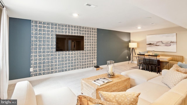 living room with carpet floors