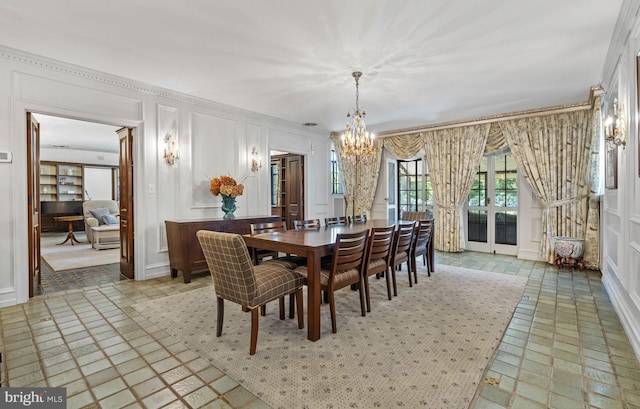 dining room with an inviting chandelier