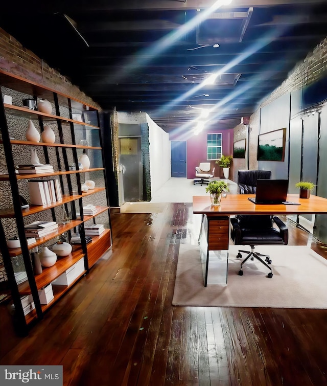 office space featuring hardwood / wood-style flooring