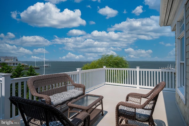 balcony with a water view