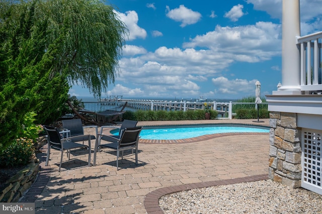 view of pool with a patio and a fenced in pool