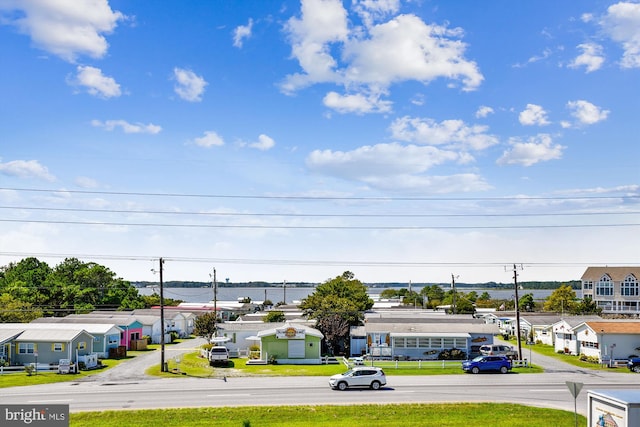 drone / aerial view with a residential view