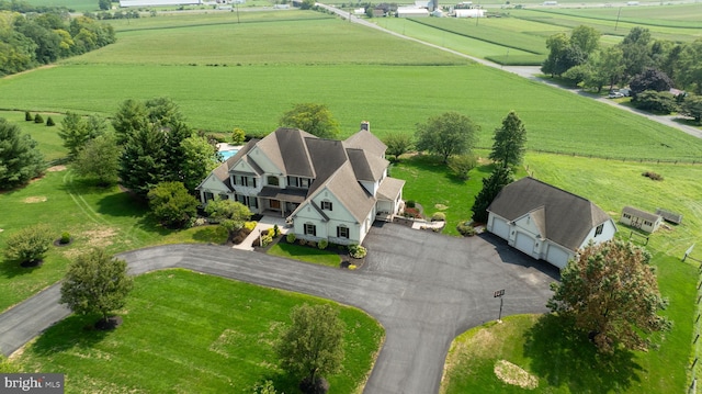 drone / aerial view with a rural view