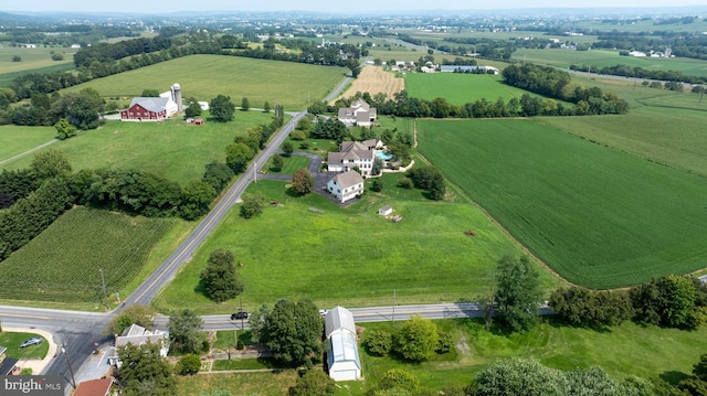 aerial view featuring a rural view