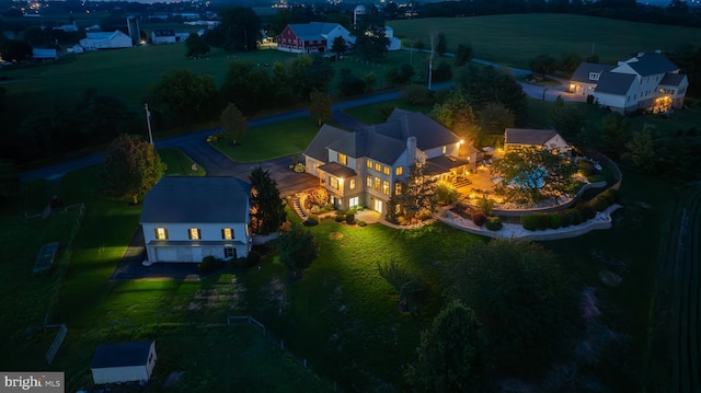 drone / aerial view with a rural view