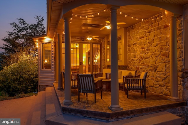 view of patio / terrace featuring outdoor lounge area and french doors