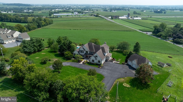 drone / aerial view featuring a rural view