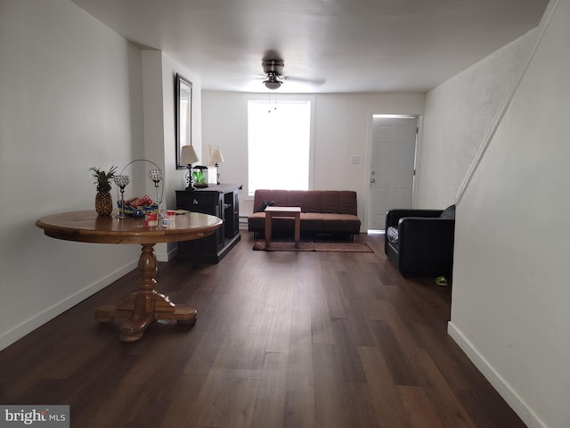 hallway with dark wood-type flooring