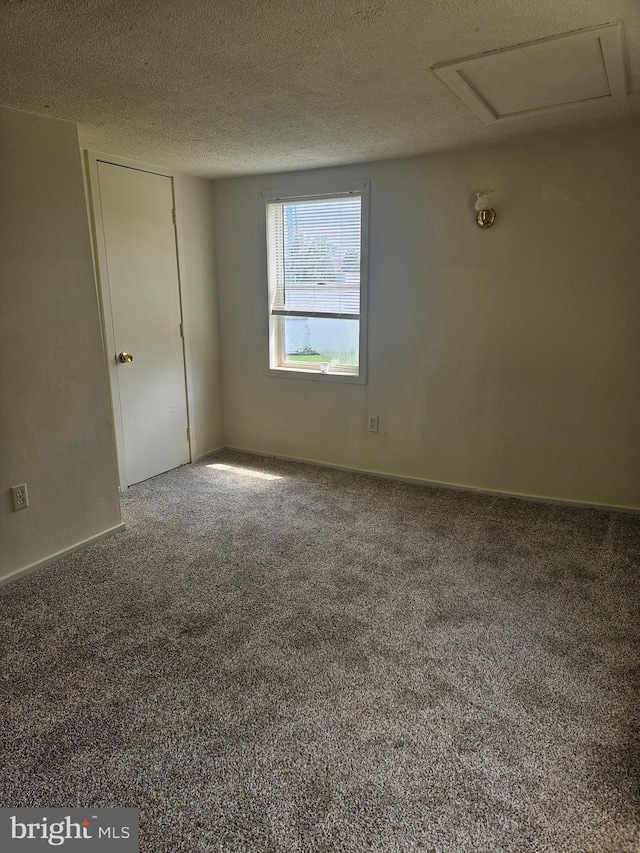 empty room featuring carpet floors and a textured ceiling