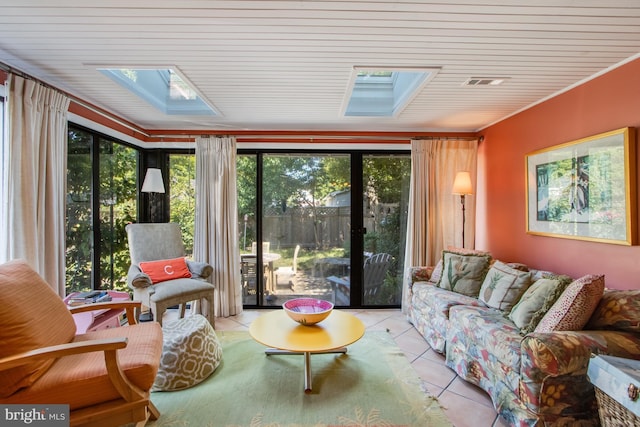 sunroom / solarium with a skylight