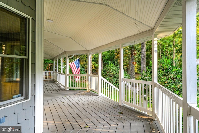 deck with a porch