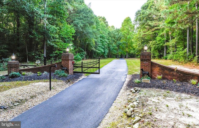 view of gate featuring a lawn