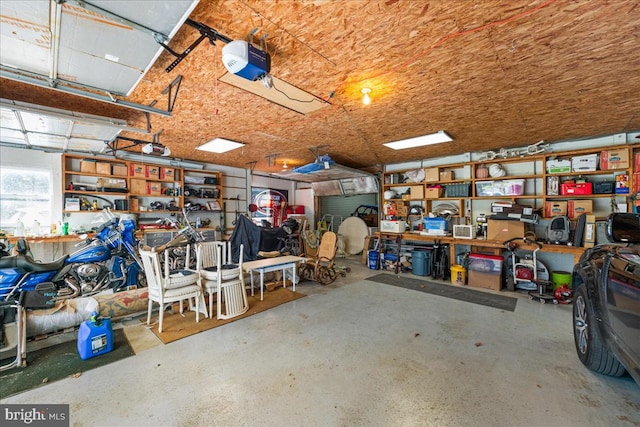 garage with a garage door opener