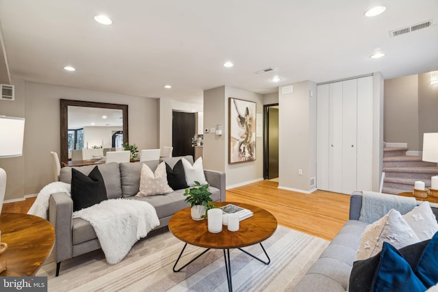 living room featuring light hardwood / wood-style flooring