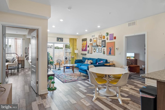 living room with hardwood / wood-style floors