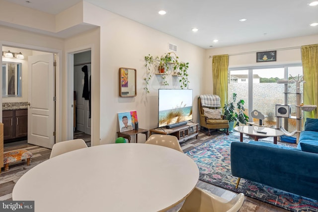 living room featuring light hardwood / wood-style floors