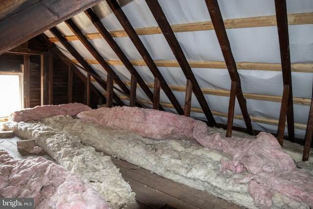 view of unfinished attic