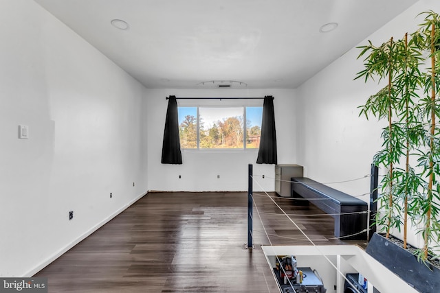 interior space with dark hardwood / wood-style floors