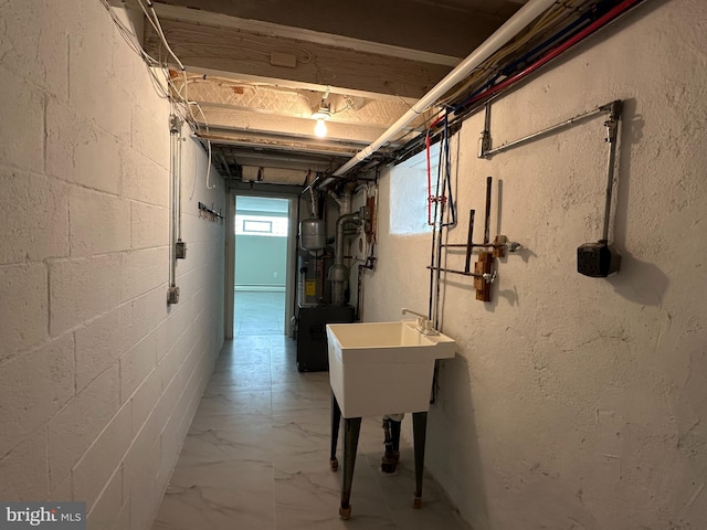 basement with sink