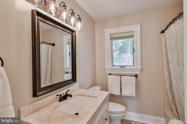 bathroom with toilet and vanity