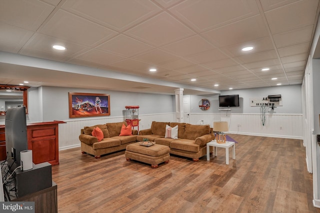 living room with hardwood / wood-style floors