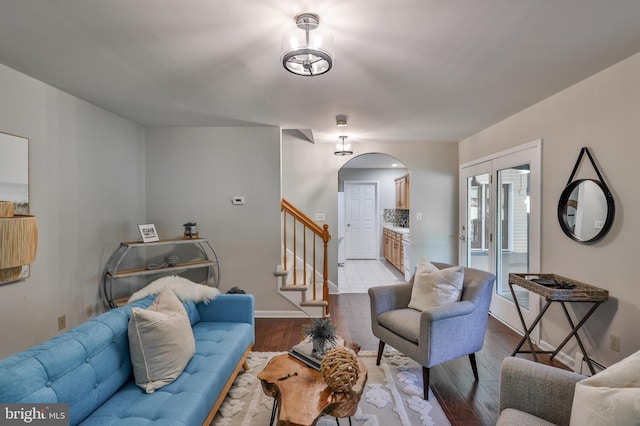 living room featuring light hardwood / wood-style flooring