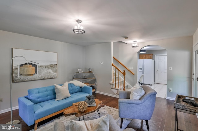 living room with hardwood / wood-style flooring