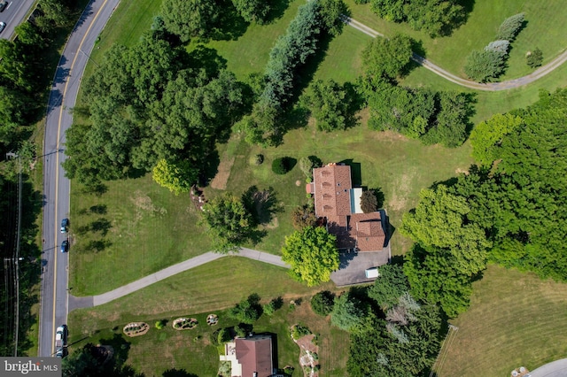 drone / aerial view with a rural view