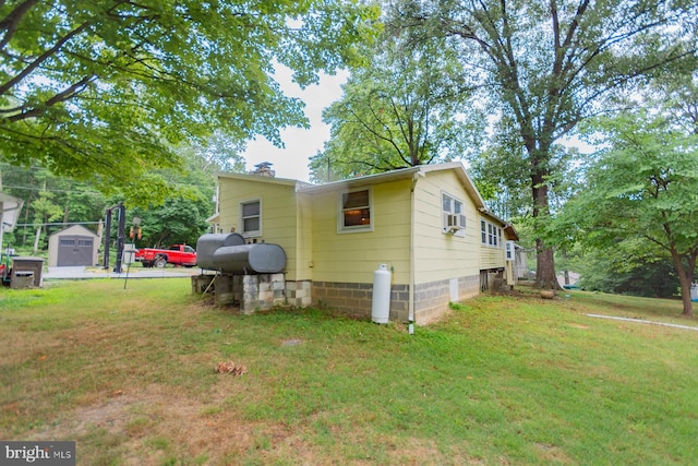 view of property exterior with a yard