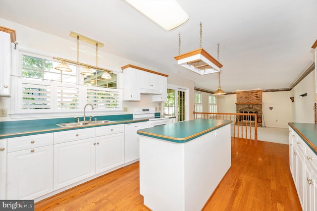 kitchen featuring light wood-type flooring, a wealth of natural light, and sink