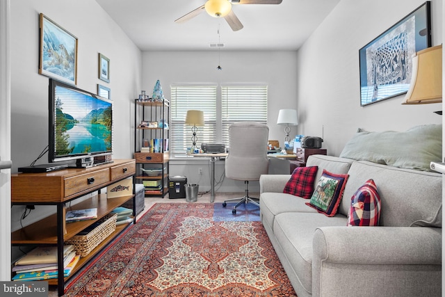 office featuring ceiling fan