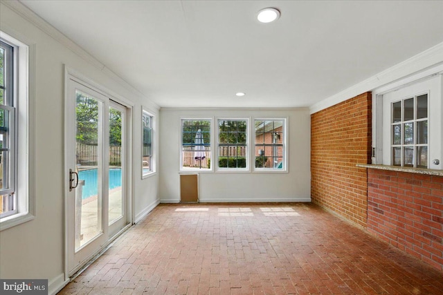 view of unfurnished sunroom