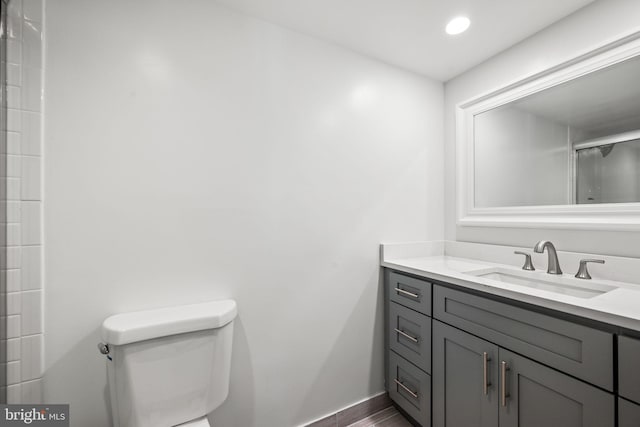 bathroom featuring toilet and vanity