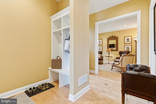 mudroom featuring light wood-type flooring