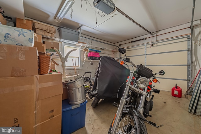 garage with a garage door opener