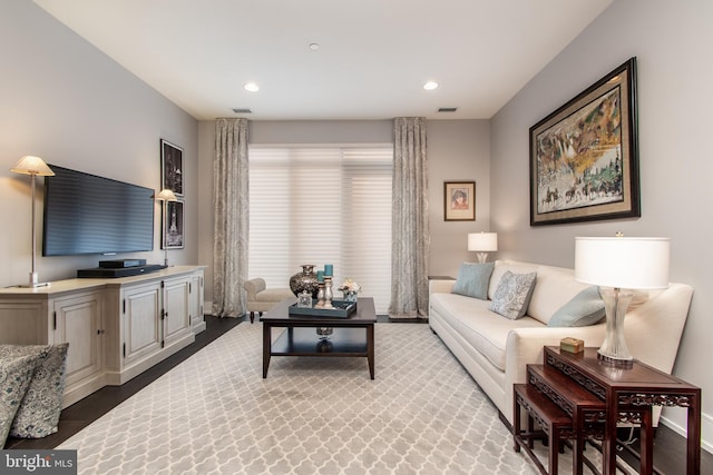 living room featuring light hardwood / wood-style flooring