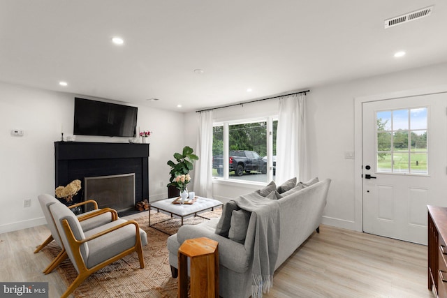 living room featuring light hardwood / wood-style floors