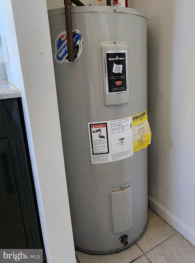 utility room featuring electric water heater