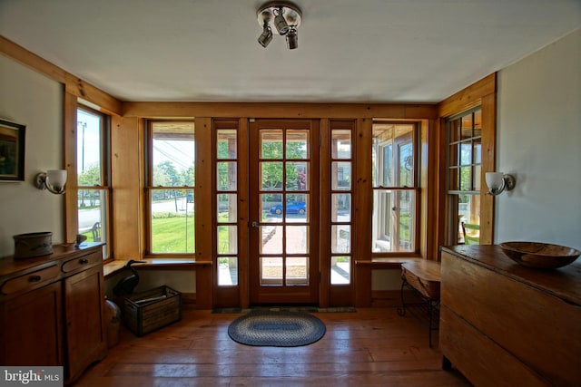 entryway with dark hardwood / wood-style floors