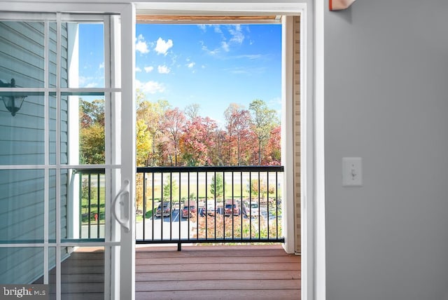 doorway featuring hardwood / wood-style flooring