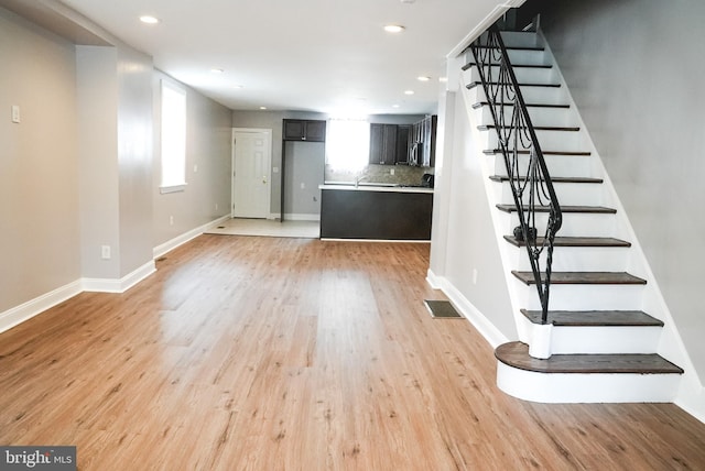 unfurnished living room featuring light hardwood / wood-style floors