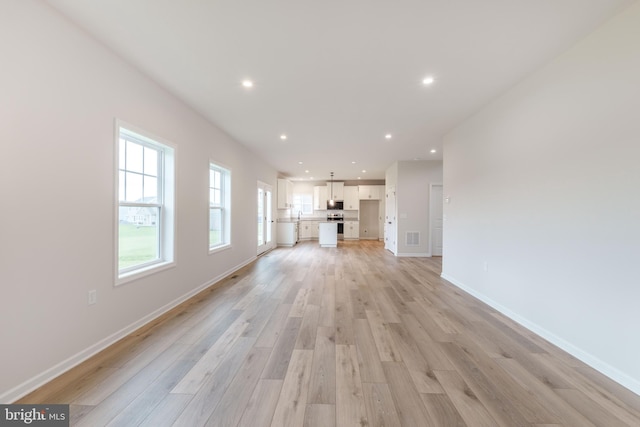 unfurnished living room featuring light hardwood / wood-style floors