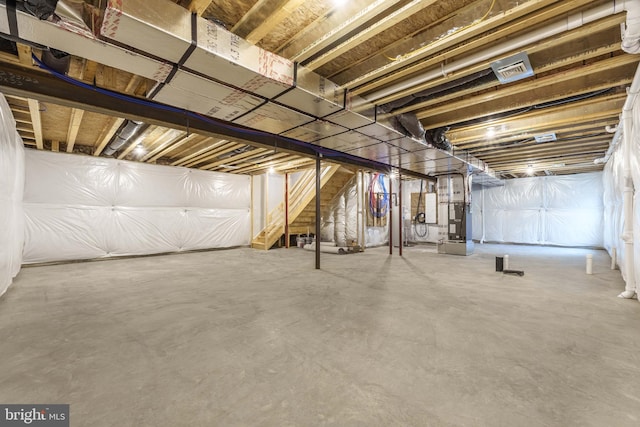 basement with heating unit