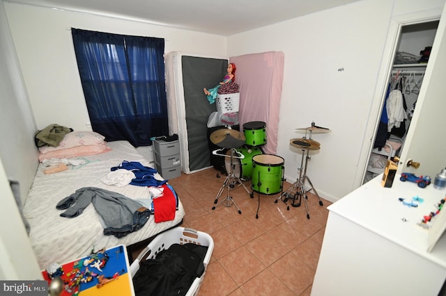 bedroom with tile patterned flooring