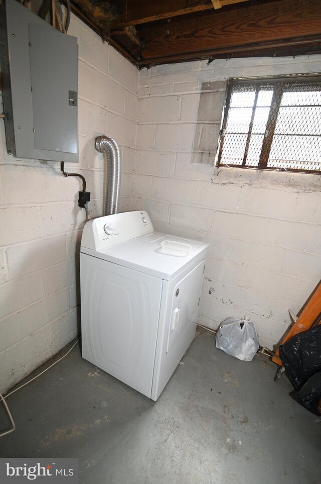 laundry area with washer / dryer, electric panel, and laundry area